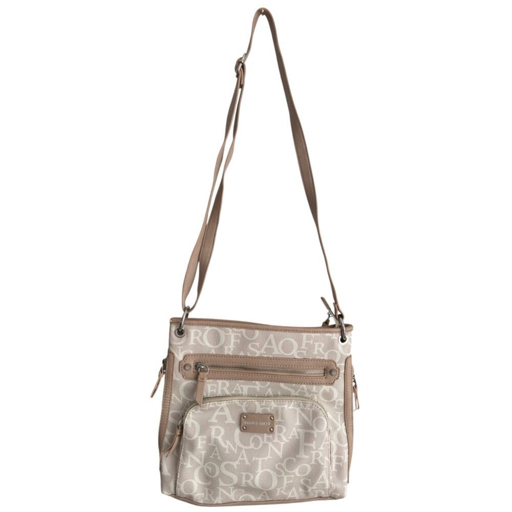 Franco Sarto Neutral Monogram Crossbody Bag Y2K Coastal Grandma